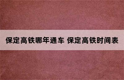 保定高铁哪年通车 保定高铁时间表